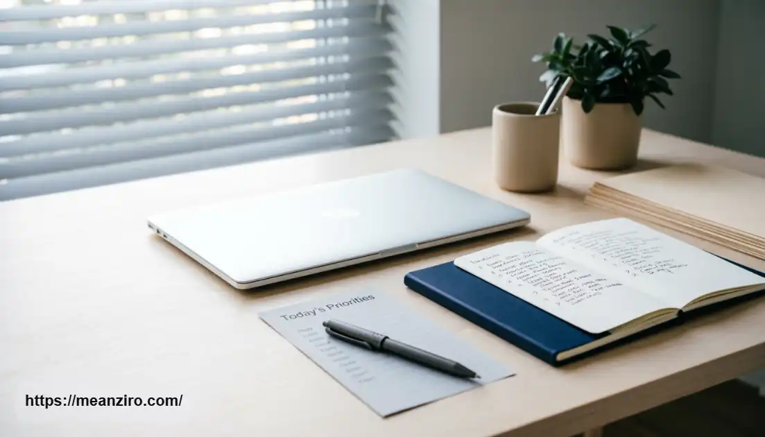 Professional workspace with an organized notebook and laptop representing dedication, reliability, and a strong work ethic.