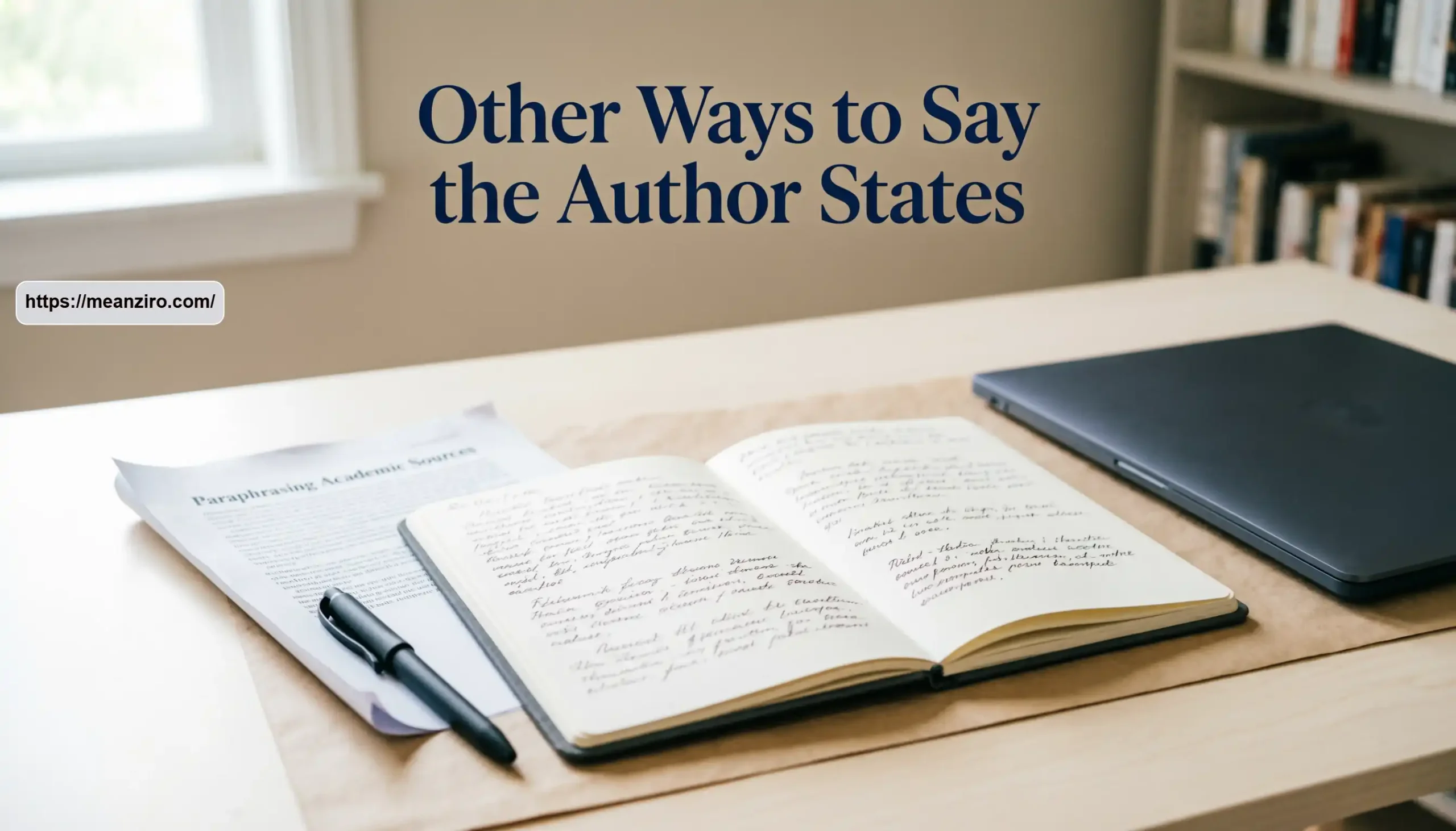 Other ways to say the author states, with alternative phrases for academic essays, research papers, and summaries.
